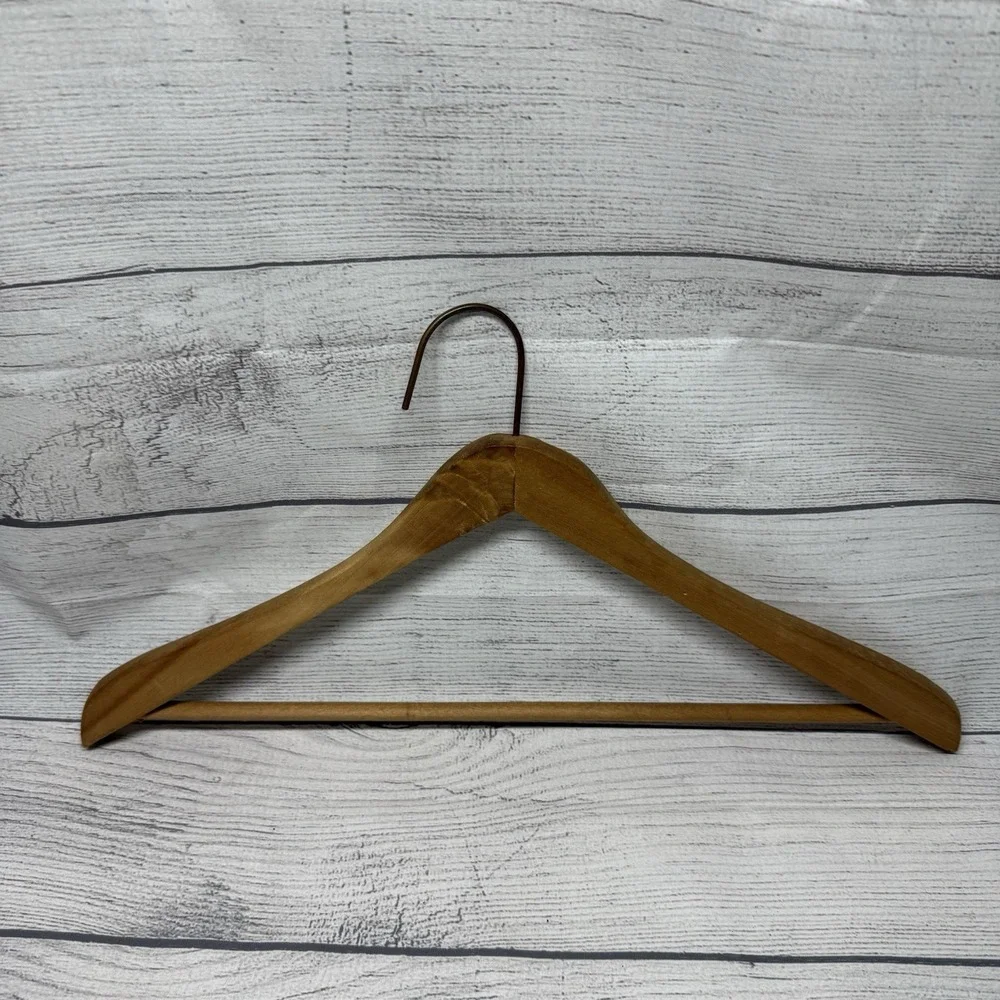 5 Vintage Wooden Hangers with Pant Bars Heavy Duty